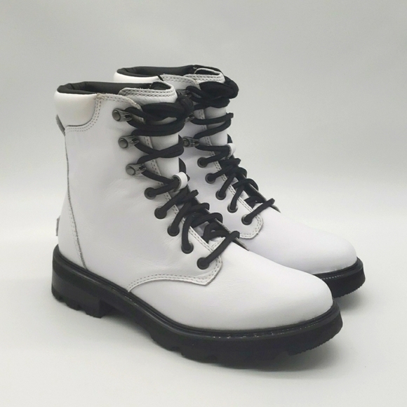 360- Sorel Combat Boots White And Black Colors Size 8 NWT - Picture 1 of 11